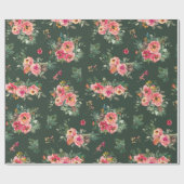 Aquarel Bloemen | Botanische groene kerst Cadeaupapier (Vlak)