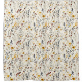 Aquarel Bloemen  Bourgondië Geel Blauw Groen Douchegordijn (Voorkant)