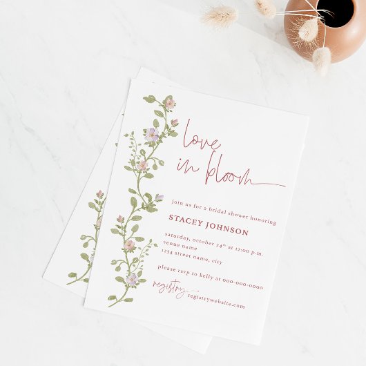 Aquarel Bloemen Bruidsdiner Uitnodiging