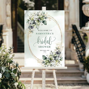 Aquarel Bloemen Bruidsdouche Welkomstbord Poster