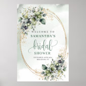 Aquarel Bloemen Bruidsdouche Welkomstbord Poster (Voorkant)