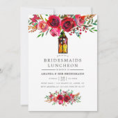 Aquarel Bloemen Bruidsmeisjes Lunch Uitnodiging (Voorkant)