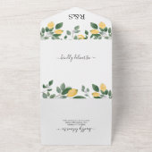 Aquarel Bloemen Bruiloft Citroen & Groene Tinten All In One Uitnodiging (Buitenkant)