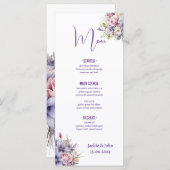 Aquarel bloemen. Bruiloft. Menu (Voorkant / Achterkant)