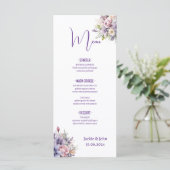 Aquarel bloemen. Bruiloft. Menu (Staand voorkant)