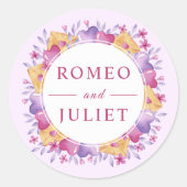 Aquarel Bloemen Bruiloft Ronde Sticker (Voorkant)