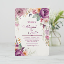 Aquarel Bloemen Bruiloft Uitnodiging