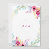 Aquarel Bloemen Bruiloft Uitnodiging Voorbeeld (Achterkant)