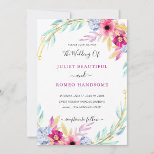 Aquarel Bloemen Bruiloft Uitnodiging Voorbeeld