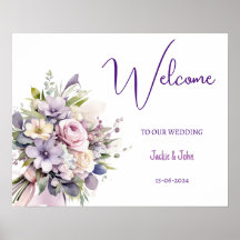 Aquarel bloemen. Bruiloft Welkomstbord.