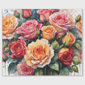 Aquarel bloemen cadeaupapier (Vlak)