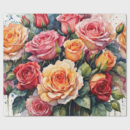 Aquarel bloemen cadeaupapier (Vlak)