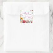 Aquarel Bloemen Calligrafie Script Bedankt Vierkante Sticker (Tas)