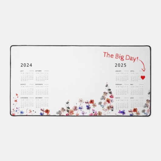Aquarel Bloemen | De datum markeren | 24/25 Kalend Bureaumat (Voorkant)