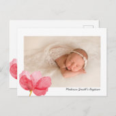 Aquarel Bloemen Doop Doop Uitnodiging (Voorkant / Achterkant)