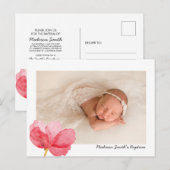 Aquarel Bloemen Doop Uitnodiging Briefkaart (Voorkant / Achterkant)