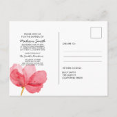 Aquarel Bloemen Doop Uitnodiging Briefkaart (Achterkant)