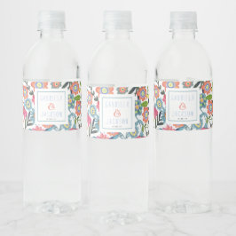 Aquarel Bloemen | Eigen waterlabel Waterfles Etiket