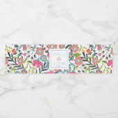 Aquarel Bloemen | Eigen waterlabel Waterfles Etiket (Enkel label)