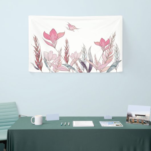 Aquarel Bloemen – Elegante Evenementendecoratie Spandoek (Beurs)
