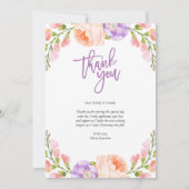 Aquarel Bloemen Foto Diploma Dankkaart Aankondiging (Achterkant)