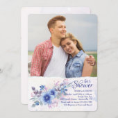 Aquarel Bloemen Foto Uitnodiging (Voorkant / Achterkant)