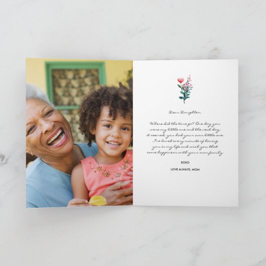 Aquarel Bloemen | Foto van Daughter Moederdag Kaart (Binnen)