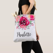 Aquarel Bloemen Gepersonaliseerd Tote Bag (Dichtbij)