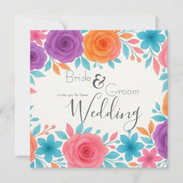 Aquarel Bloemen Huwelijksuitnodiging Briefkaart