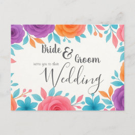 Aquarel Bloemen Huwelijksuitnodiging Briefkaart