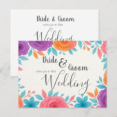 Aquarel Bloemen Huwelijksuitnodiging Briefkaart (Voorkant / Achterkant)