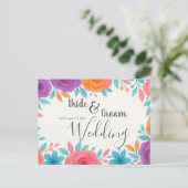 Aquarel Bloemen Huwelijksuitnodiging Briefkaart (Staand voorkant)