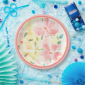 Aquarel Bloemen in koraal Papieren Bordje (Feest)