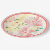 Aquarel Bloemen in koraal Papieren Bordje (Gekanteld)