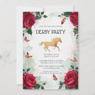 Aquarel Bloemen Kentucky Derby Feest Uitnodiging