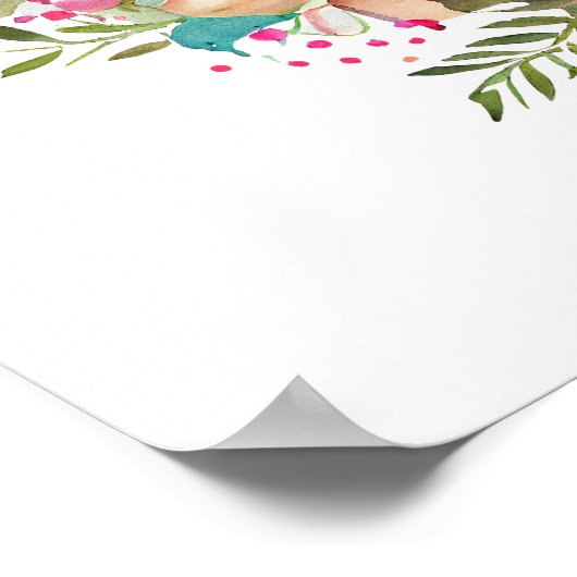 Aquarel Bloemen & Kruis Poster (Hoek)