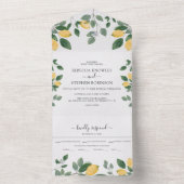 Aquarel Bloemen Lemon & Groene Tinten Bruiloft All In One Uitnodiging (Binnen)