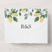 Aquarel Bloemen Lemon & Groene Tinten Bruiloft All In One Uitnodiging (Achterkant)