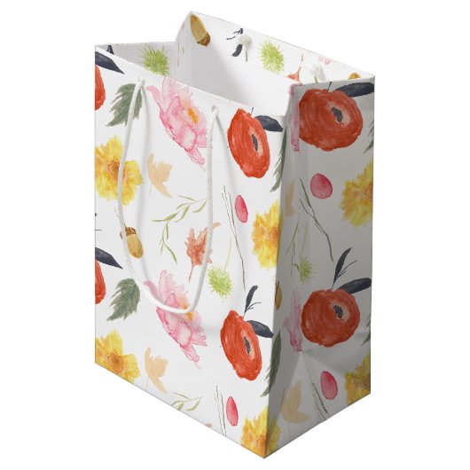 Aquarel Bloemen Medium Cadeauzakje (Voorkant Gekanteld)
