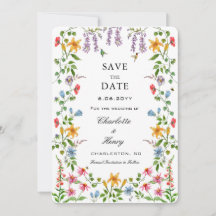 Aquarel Bloemen met Foto Trouw Save the date