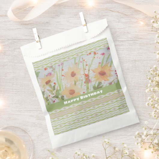 Aquarel Bloemen met Groen Bedankzakje (Geknipt)