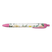 Aquarel Bloemen met Initialen Naam Zwarte Inkt Pen (Bodem)