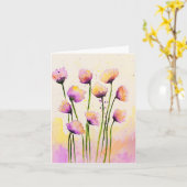 Aquarel Bloemen met Stengels Kaart (Gele Bloem)