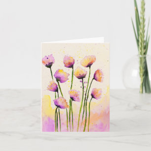 Aquarel Bloemen met Stengels Kaart