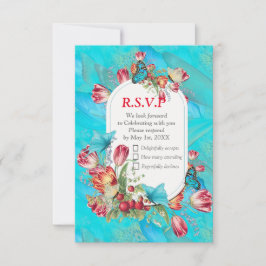 Aquarel Bloemen met Visiting Butterflies RSVP Kaartje