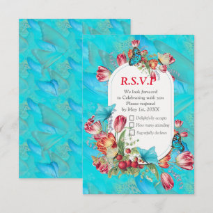 Aquarel Bloemen met Visiting Butterflies RSVP Kaartje