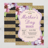 Aquarel Bloemen Moederdag Brunch Uitnodiging (Voorkant / Achterkant)