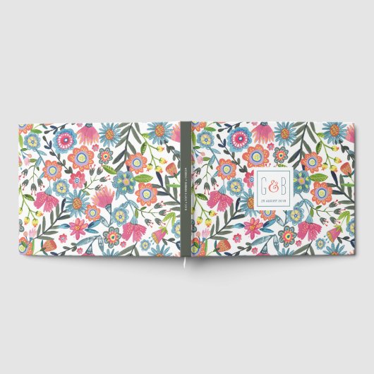 Aquarel Bloemen | Monogram | Weddenschap Gastenboek (Volledig)
