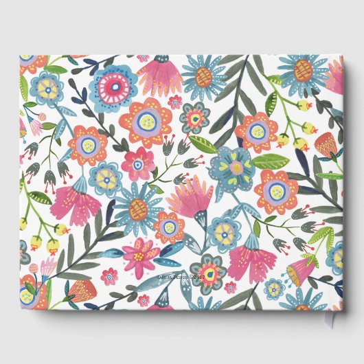 Aquarel Bloemen | Monogram | Weddenschap Gastenboek (Achterkant)