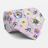 Aquarel Bloemen Patroon Pastel Roze achtergrond Stropdas (Opgerold)